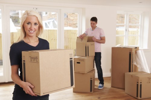 Packed sofas and tables prepared for furniture storage in Grahamepark
