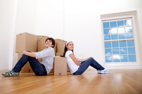Packed moving boxes prepared for local removals in Grahamepark